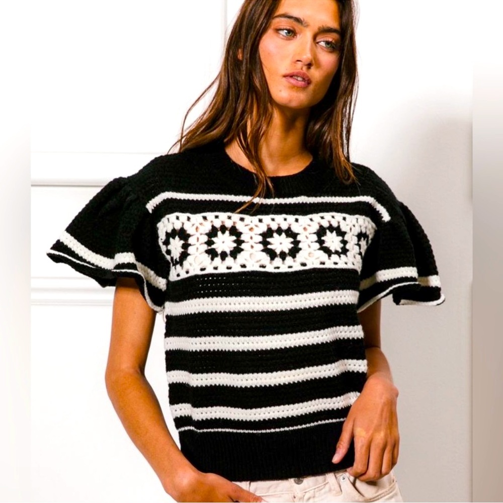 BiBi Black and White Striped Sweater